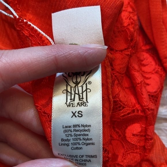 NWT HAH Hot as Hell Cheap and Cheerful Blood Orange Lace Bodysuit - Picture 4 of 11